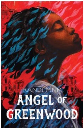 Book cover of Randi Pink's Angel of Greenwood. Drawing of young African American woman in profile, facing the sky with eyes closed.
