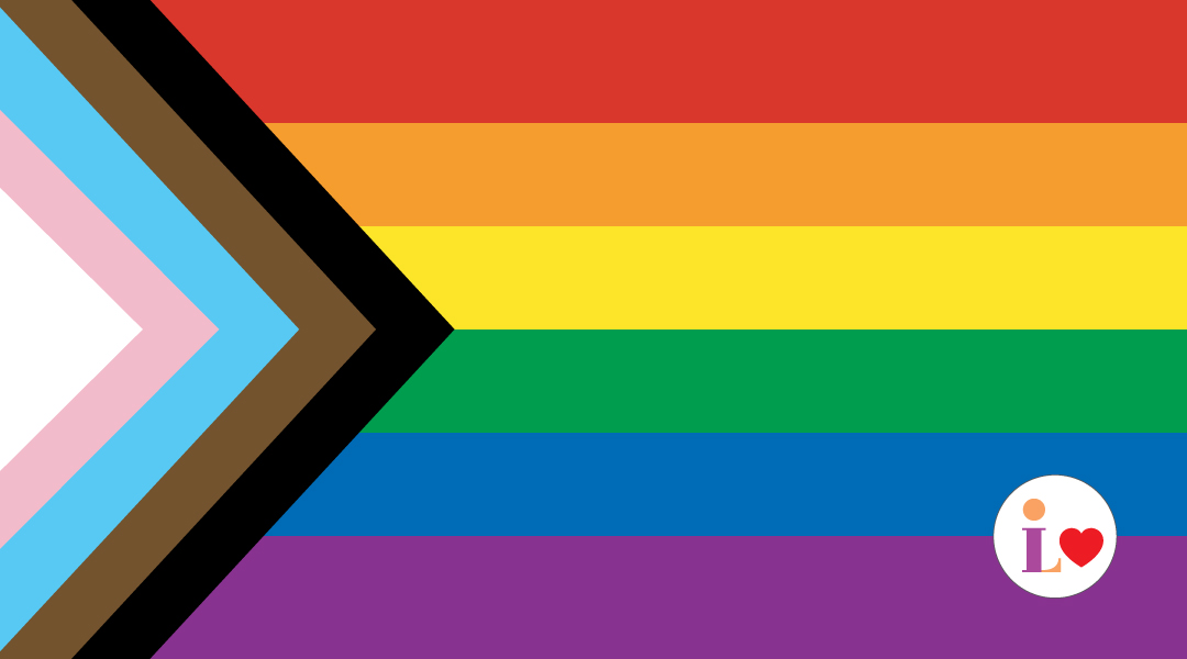 Progressive Pride Flag with CLP Logo Overlay