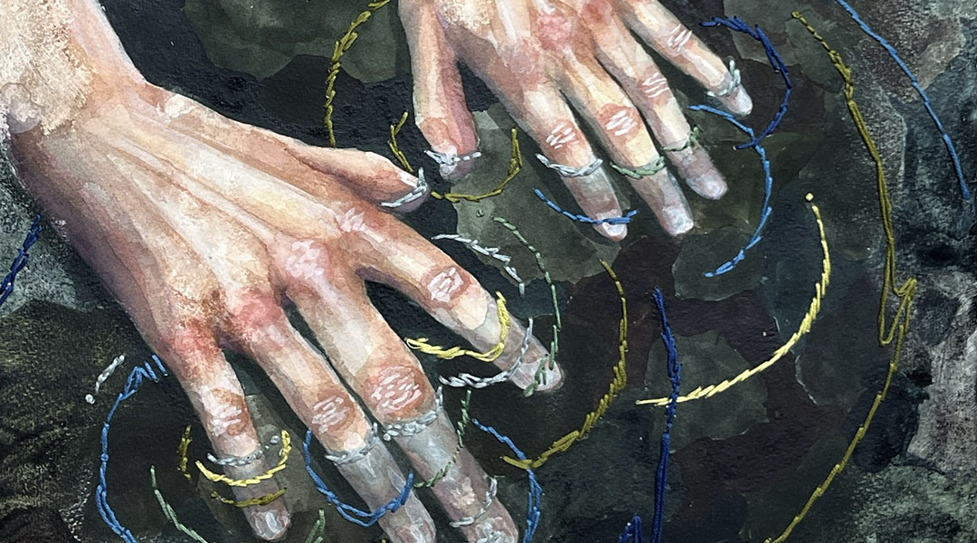 Painting of fingers in water