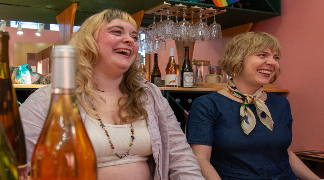 Pittsburgh entrepreneurs Christie Kliewer and Celine Roberts, co-owners of the Nine O’Clock Wines shop.