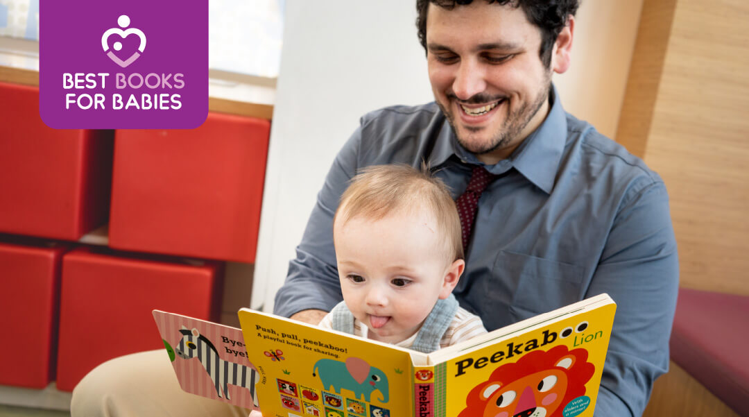 A parent reading with a baby. The Best Books for Babies logo is overlaid.
