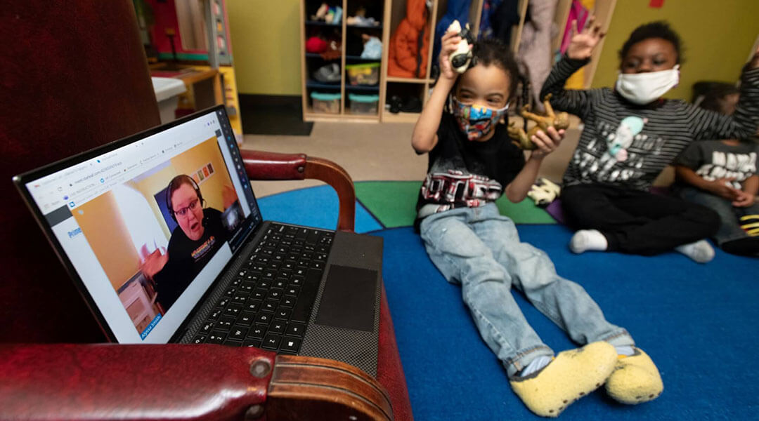 Children watching a Virtual Storytime